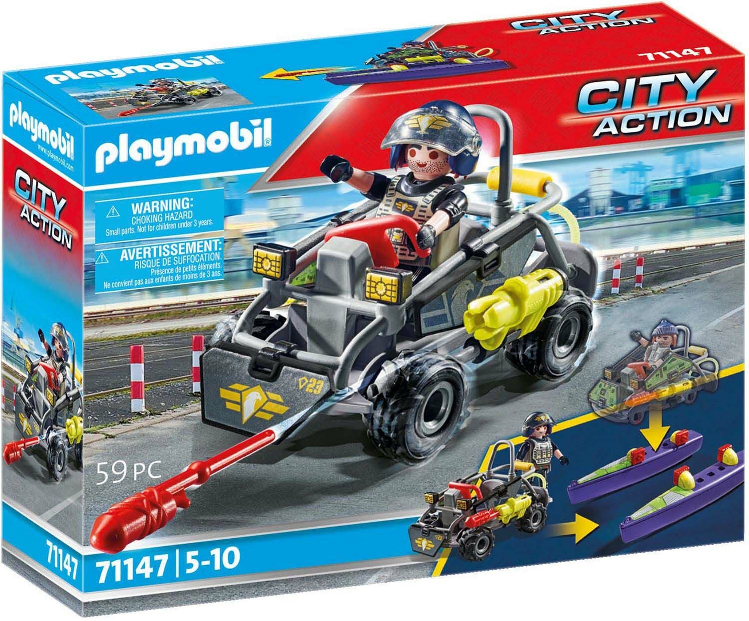 Playmobil 71147 City Action Byggsats Insatsstyrkans Mångsidiga Terrängfyrhjuling|