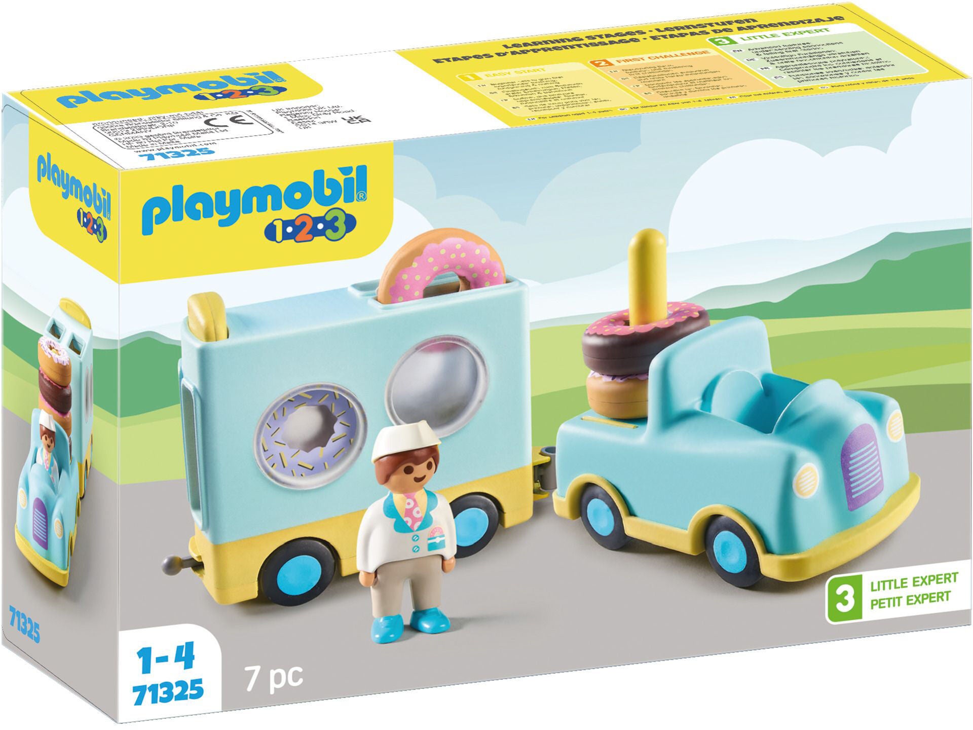 Playmobil 71325 1.2.3 Byggsats Lastbil med Munkar med Staplings- och Sorteringsfunktion|