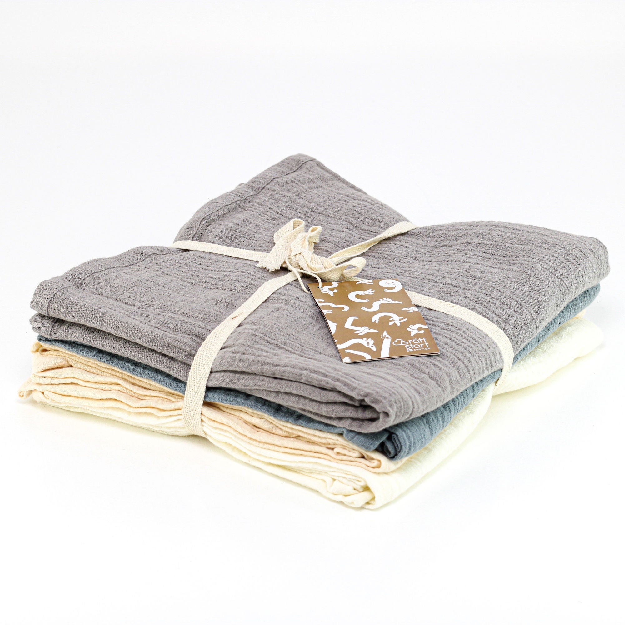 Rätt Start Muslinfiltar 4-pack Tax|Blå/Grå