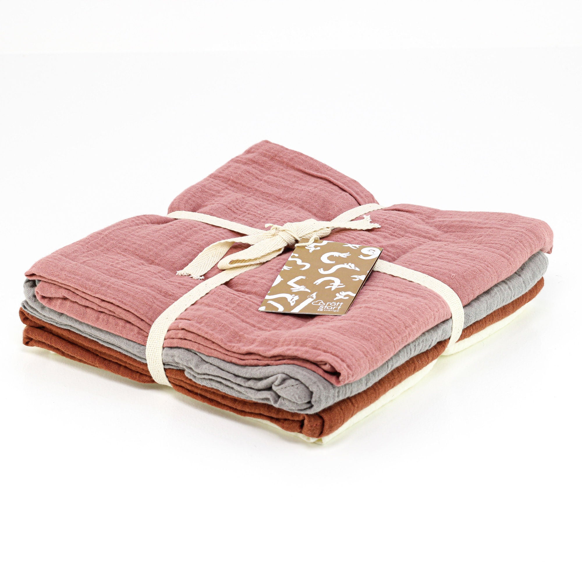 Rätt Start Muslinfiltar 4-pack Tax|Rosa/Grå