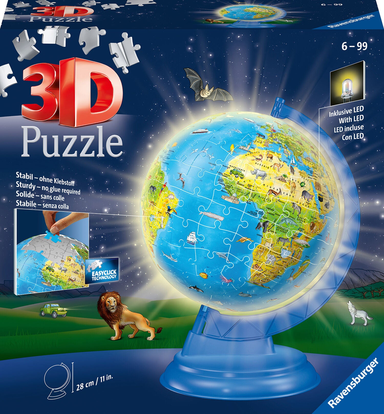Ravensburger 3D-pussel Childrens Globe Nattlampa 180 Bitar|