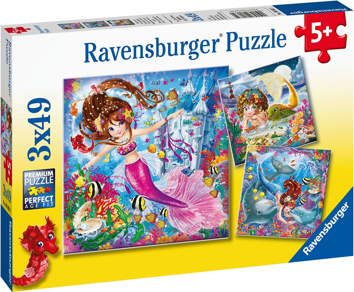 Ravensburger Pussel Charmiga Sjöjungfrur 3x49 Bitar|