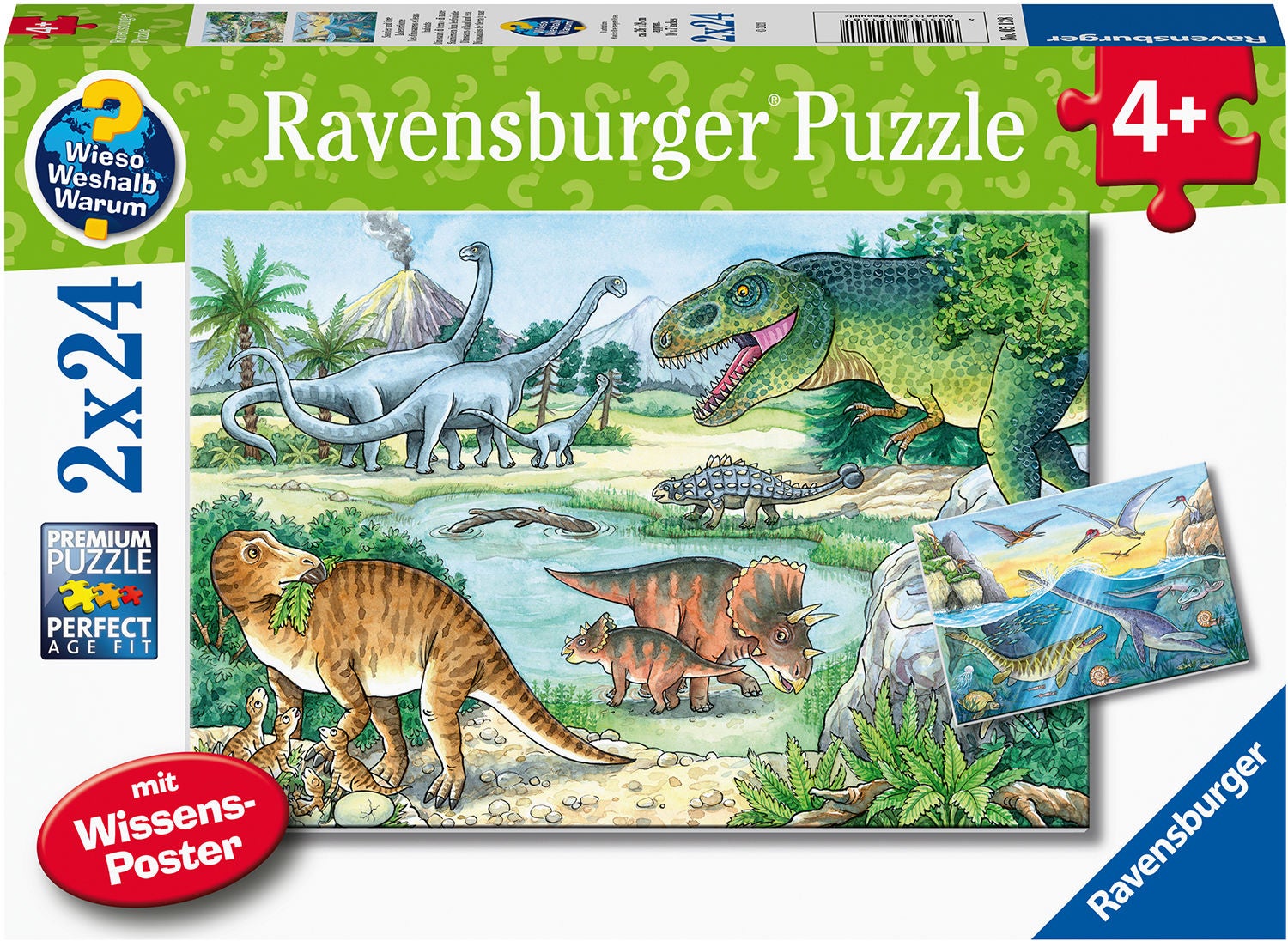 Ravensburger Pussel Dinosaurier på Land och i Vatten 2x24 Bitar|