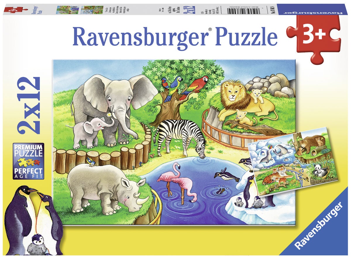 Ravensburger Pussel Djur På Zoo 2x12 Bitar|
