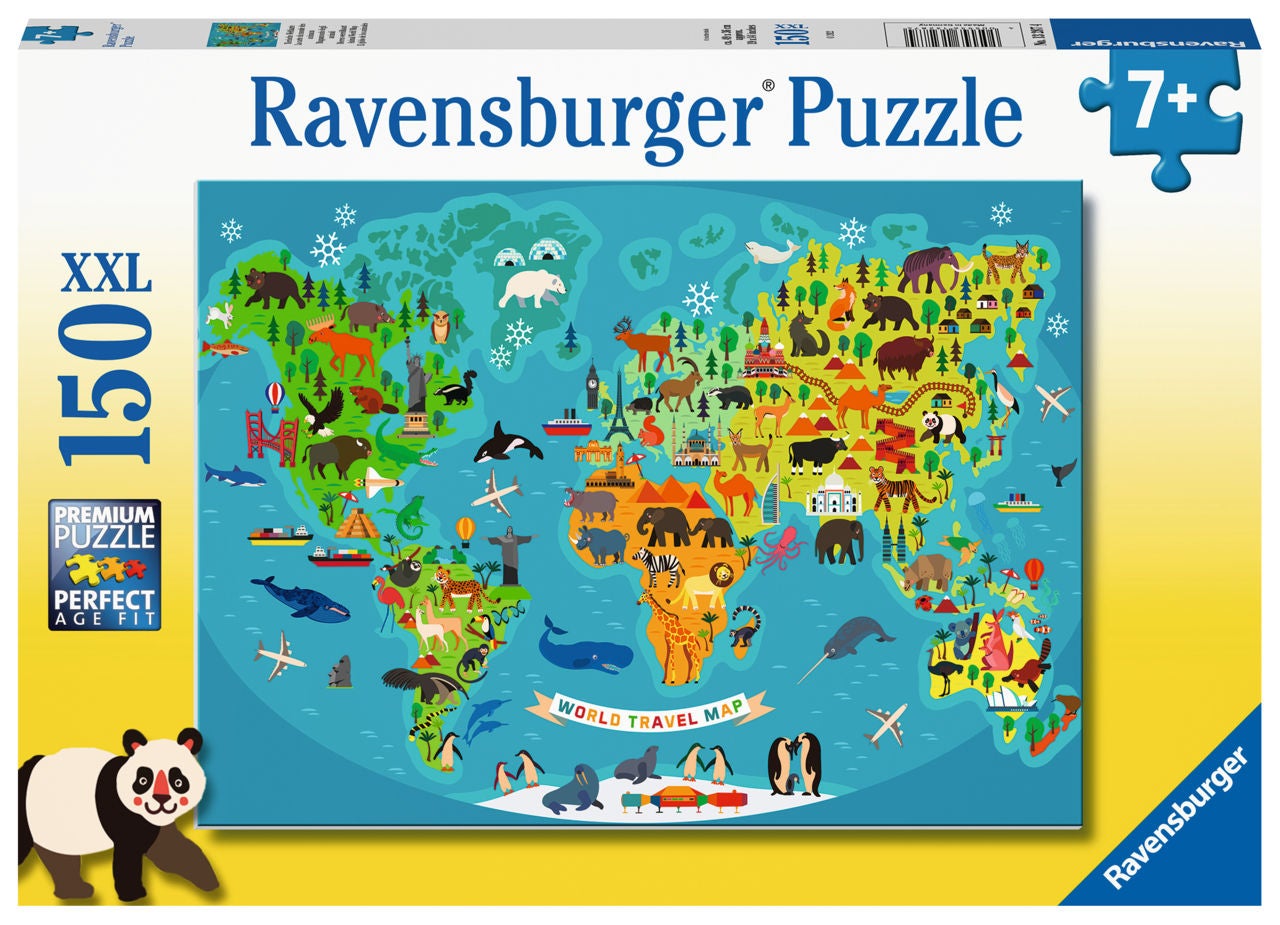 Ravensburger Pussel Djur Världskarta 150 Bitar
