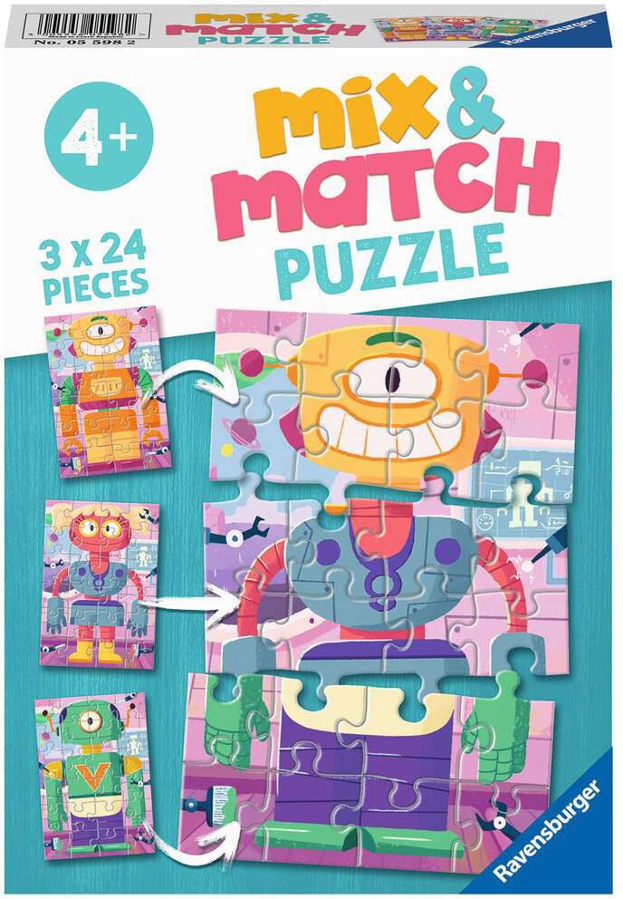 Ravensburger Pussel Mix &  Match Cute Robots 3x24 Bitar|