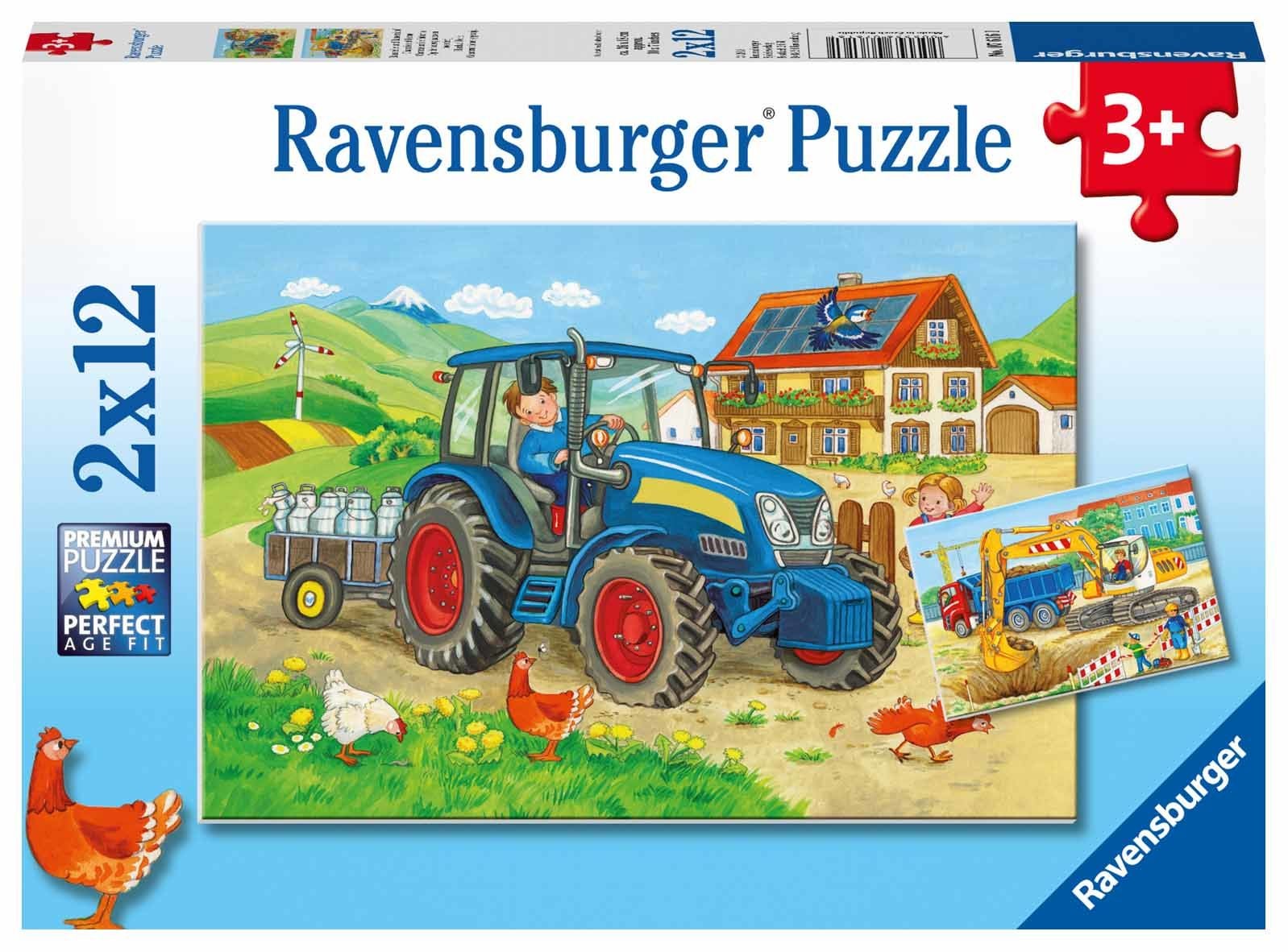 Ravensburger Pussel Traktor Och Grävmaskin 2x12 Bitar|