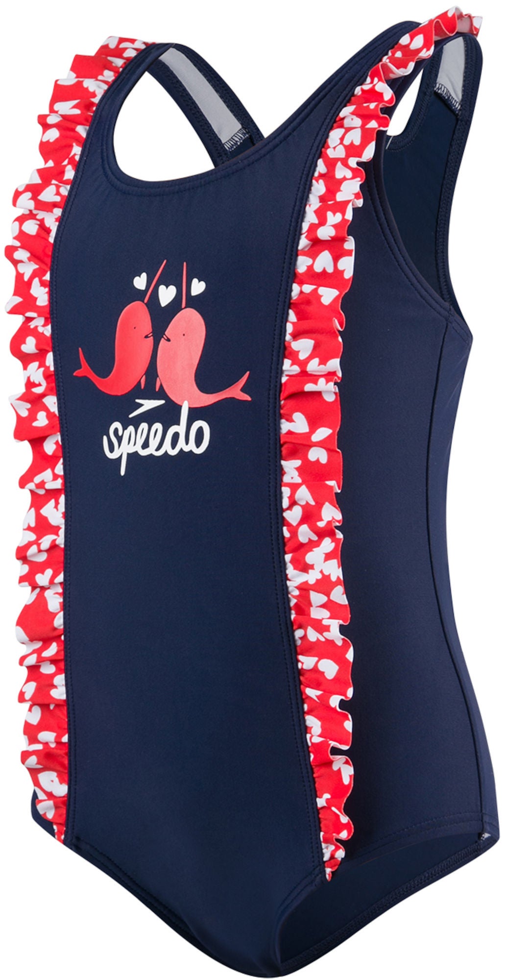 Speedo Spashmaster Frill Baddräkt|Navy/Red 98