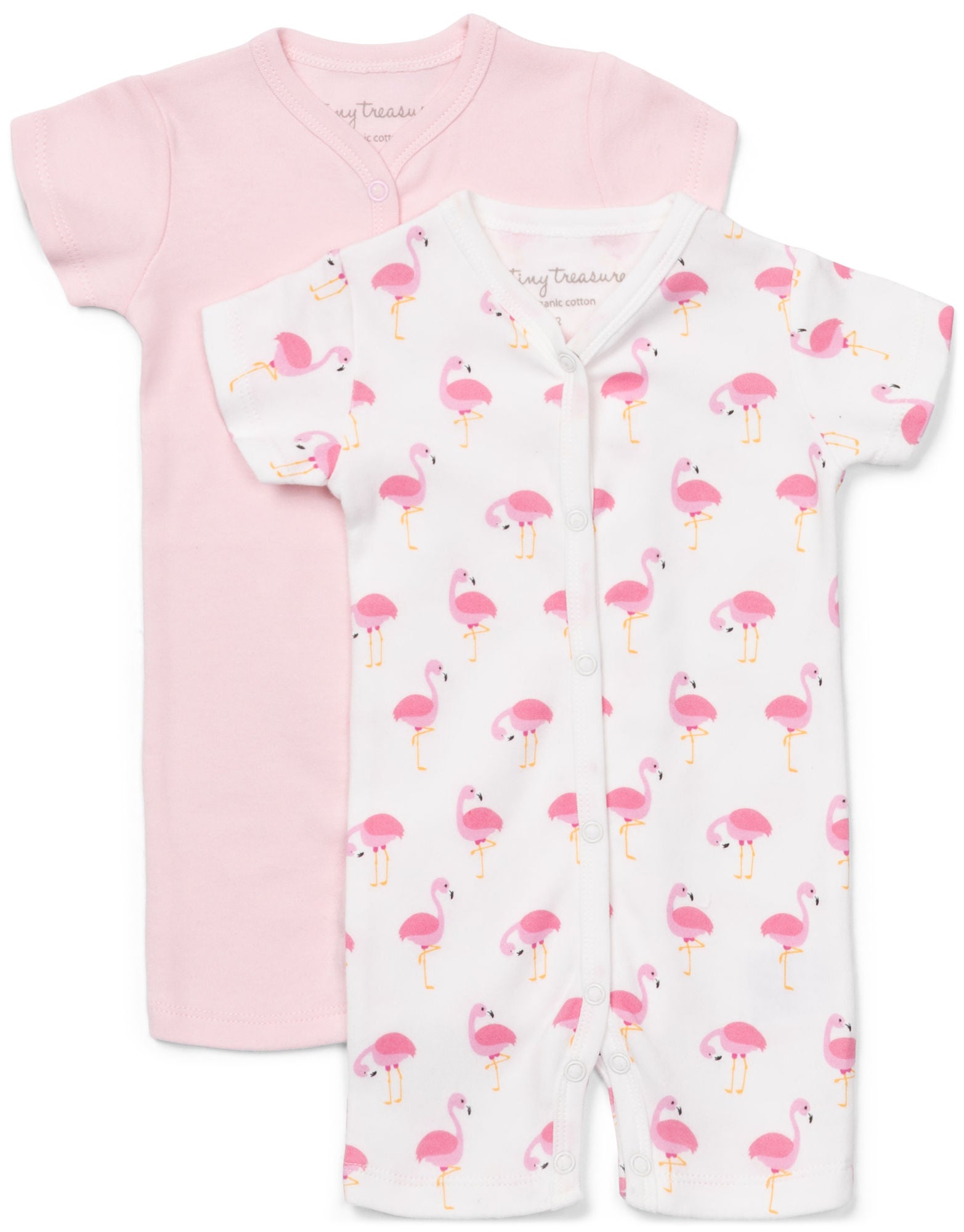 Tiny Treasure Summer Bodysuit 2-Pack|White/Flamingo 56