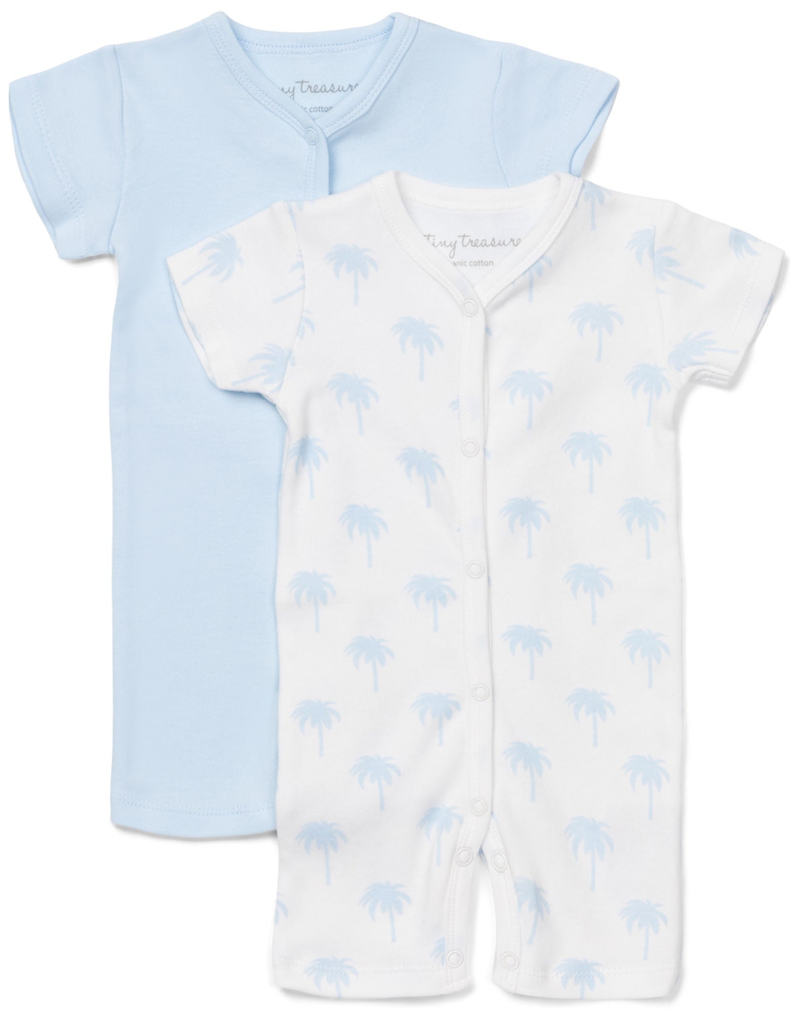 Tiny Treasure Summer Bodysuit 2-Pack|White/Palm 68