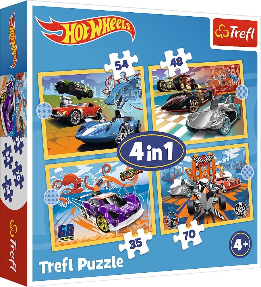 Trefl Hot Wheels Pussel 4-i-1|