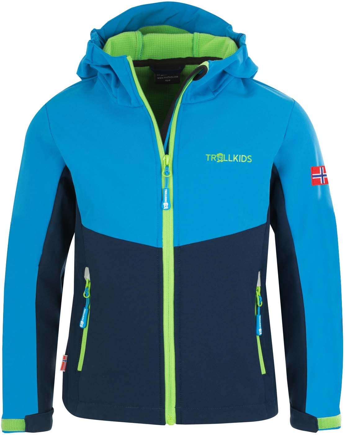 Trollkids Kristiansand Softshelljacka|Navy/Medium Blue/Green