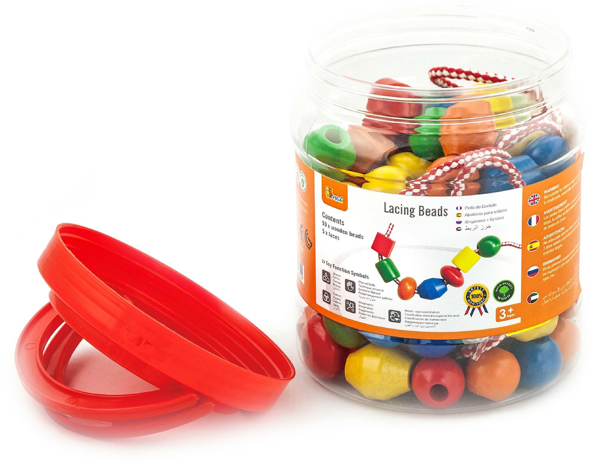 VIGA Träpärlor Med Snöre|