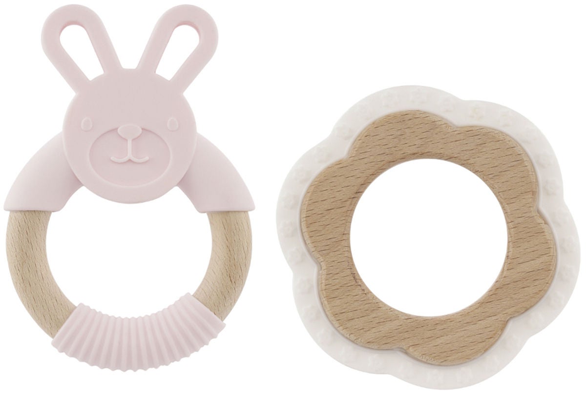 Virgel Bitring Ekologisk 2-Pack|Vit/Rosa